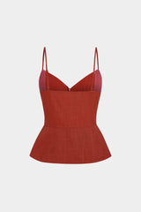 "Button Ruched Tie-Up Cami Top"