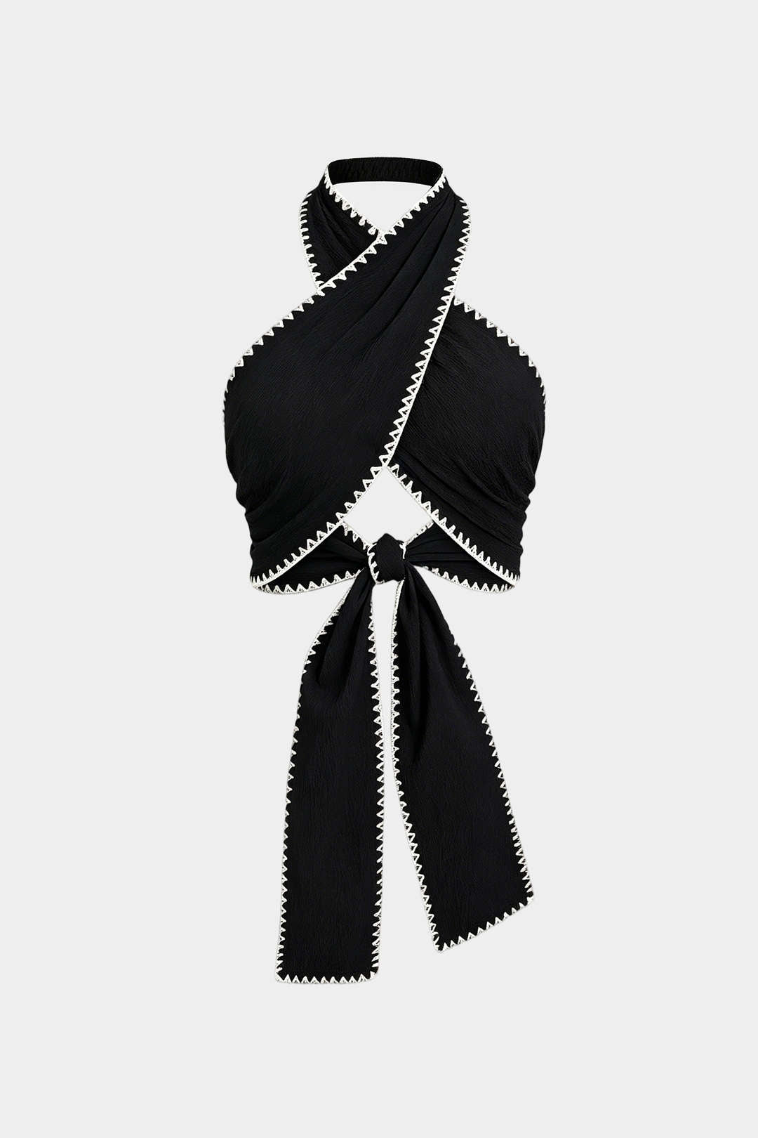 "Contrast Binding Crossed Tie-Up Backless Tank Top"