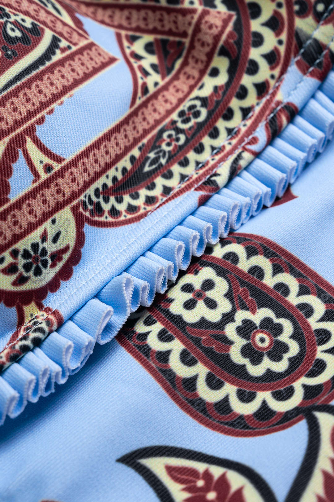 "Bohemian Print Backless Tie-Up Bikini Set"
