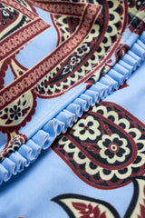 "Bohemian Print Backless Tie-Up Bikini Set"