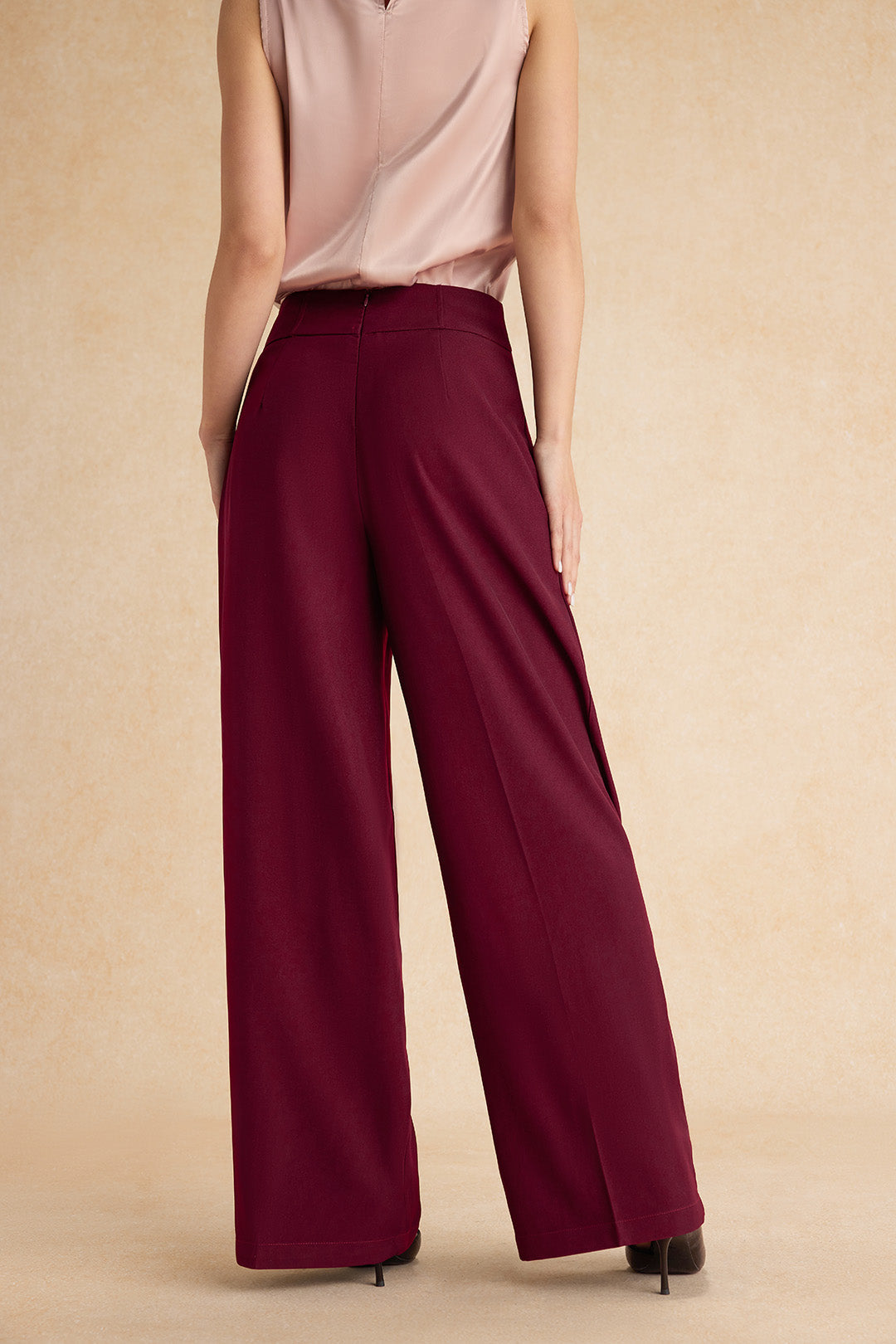 "Basic High-Waisted Wide Leg Trousers"