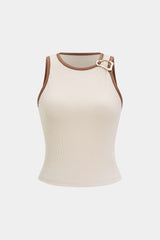 "Contrast Metallic Decor Sleeveless Tank Top"