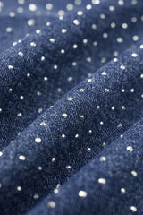 "Denim Bow Rhinestone Straight Leg Jeans"