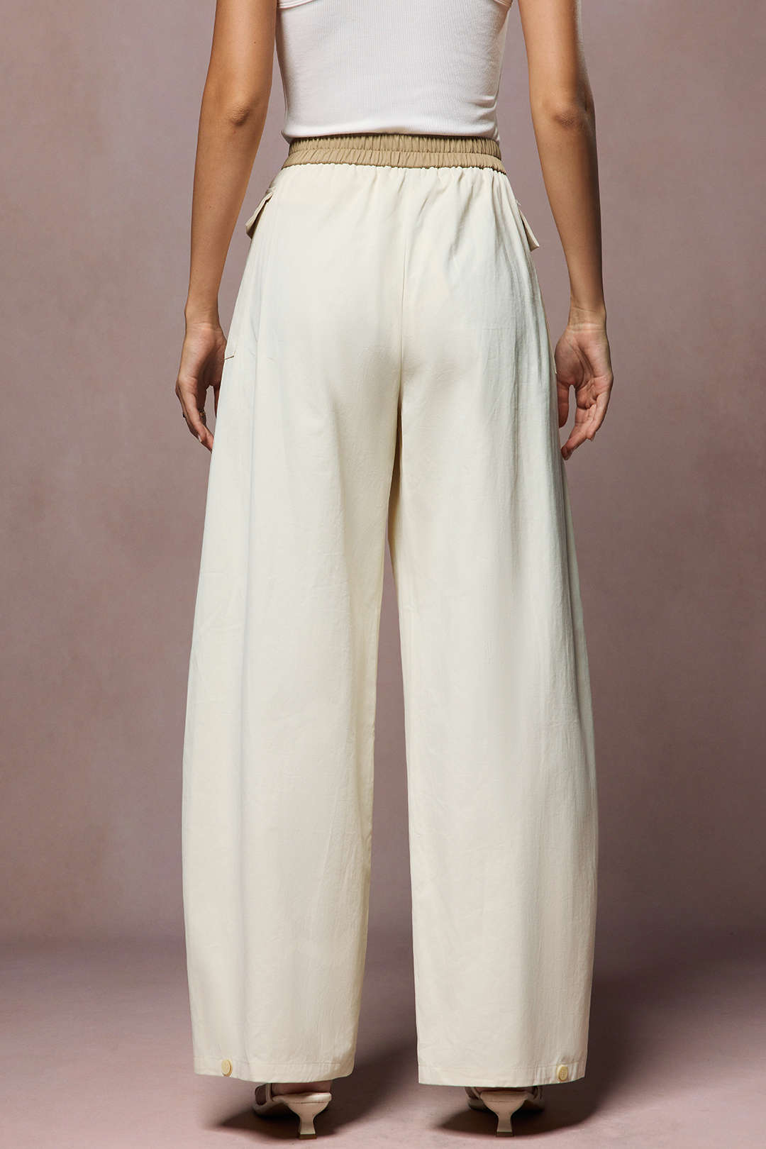 "Asymmetrical Button Wide Leg Trousers"