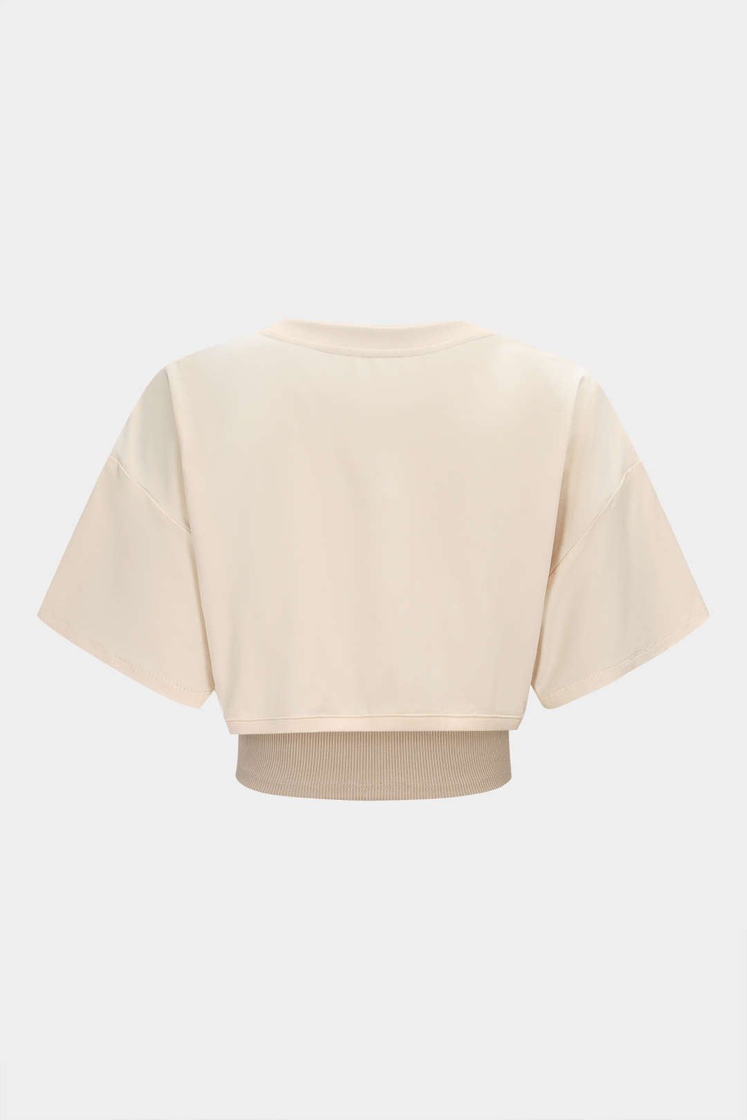 "Contrast Asymmetrical Round Neck Two-Piece Short Sleeve Top"