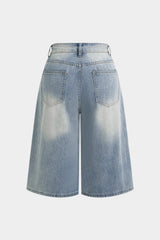 "Denim High Waist Shorts"