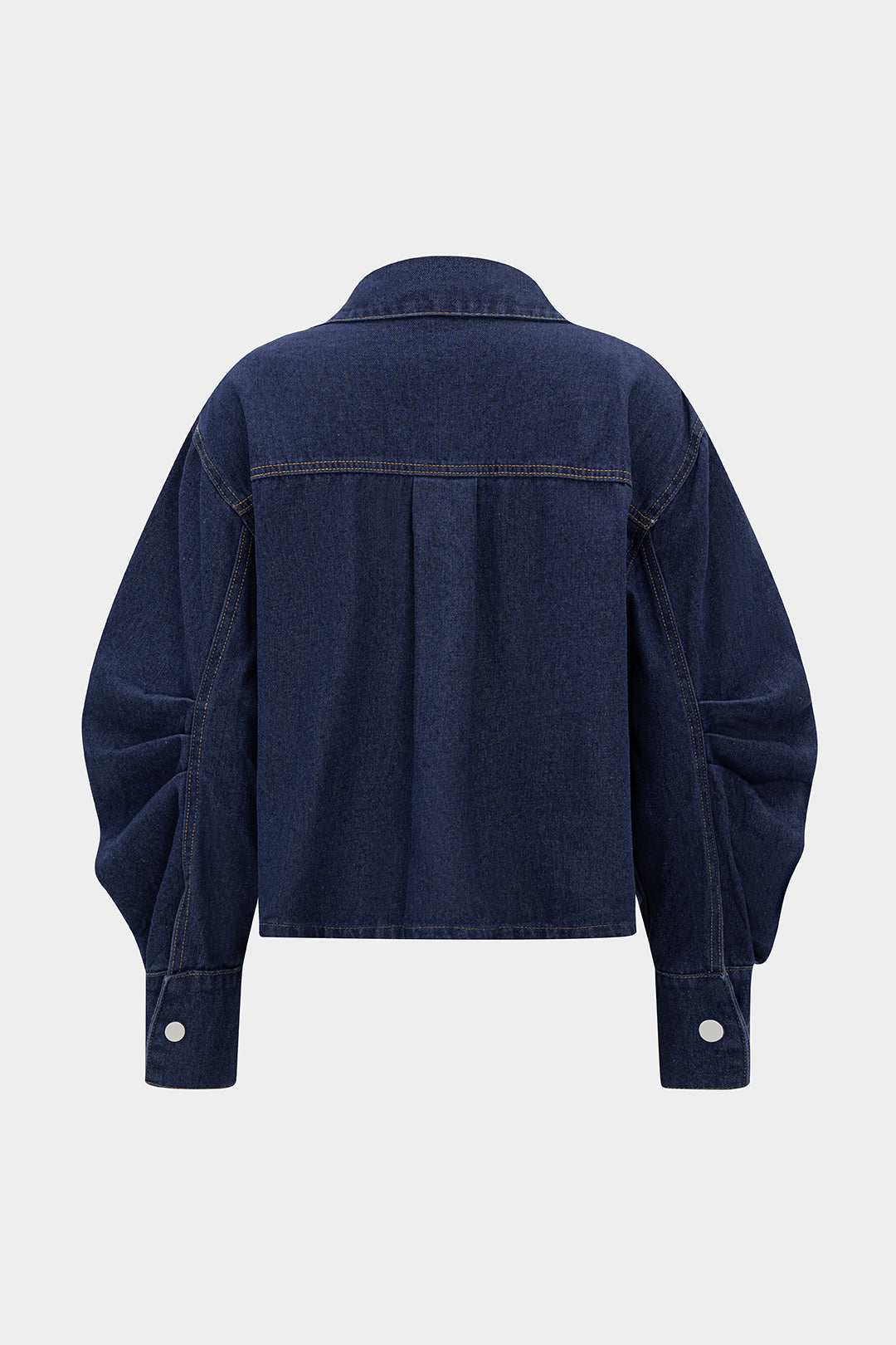 "Denim Bow Ruched Outerwear"