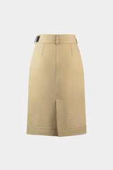 "Asymmetrical Belted Split Skirt"