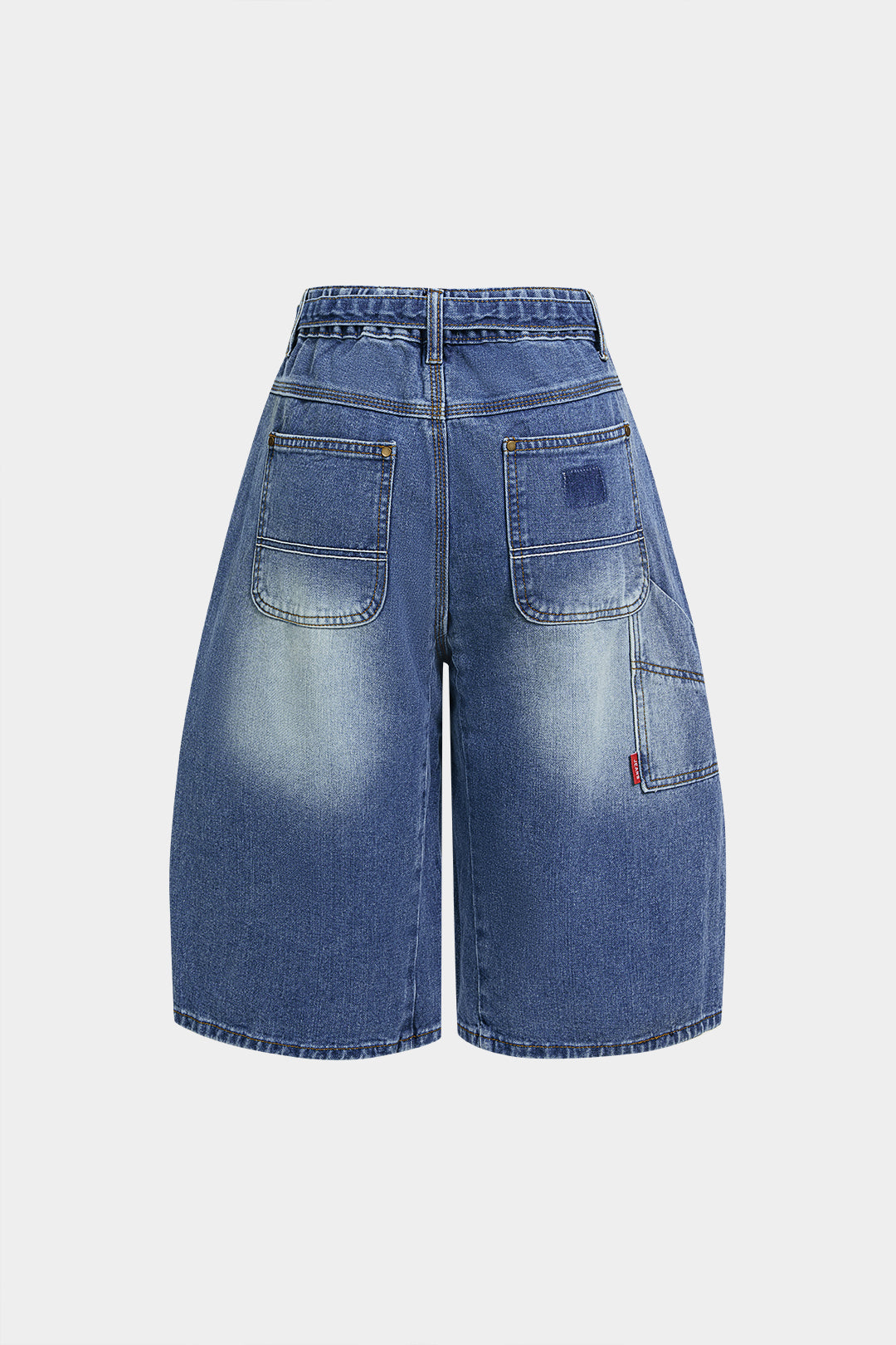 "Denim Belted Pocket Shorts"