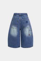 "Denim Belted Pocket Shorts"