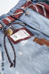 "Denim Illusion Print High Waist Jeans"