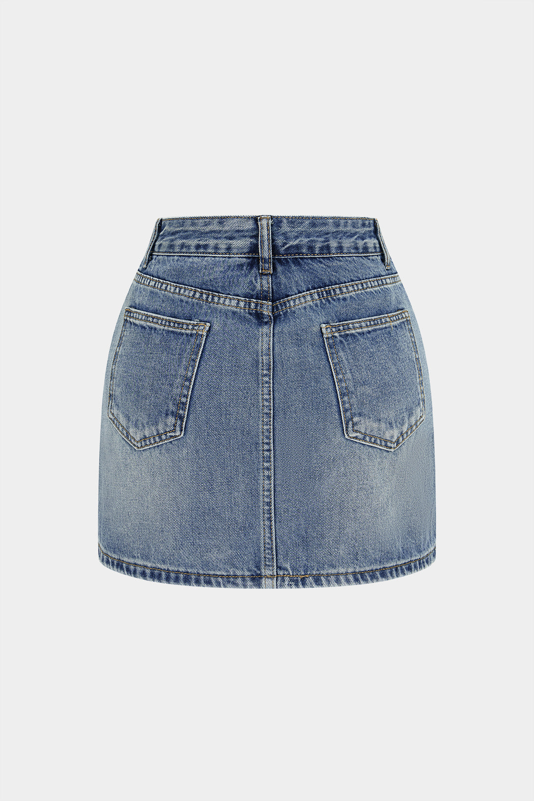 "Denim Braided Pocket Skirt"