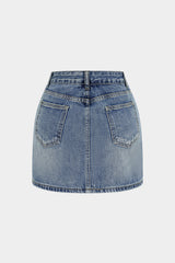 "Denim Braided Pocket Skirt"