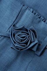 "3D Flower Tie-Up High Waist Wide Leg Pants"
