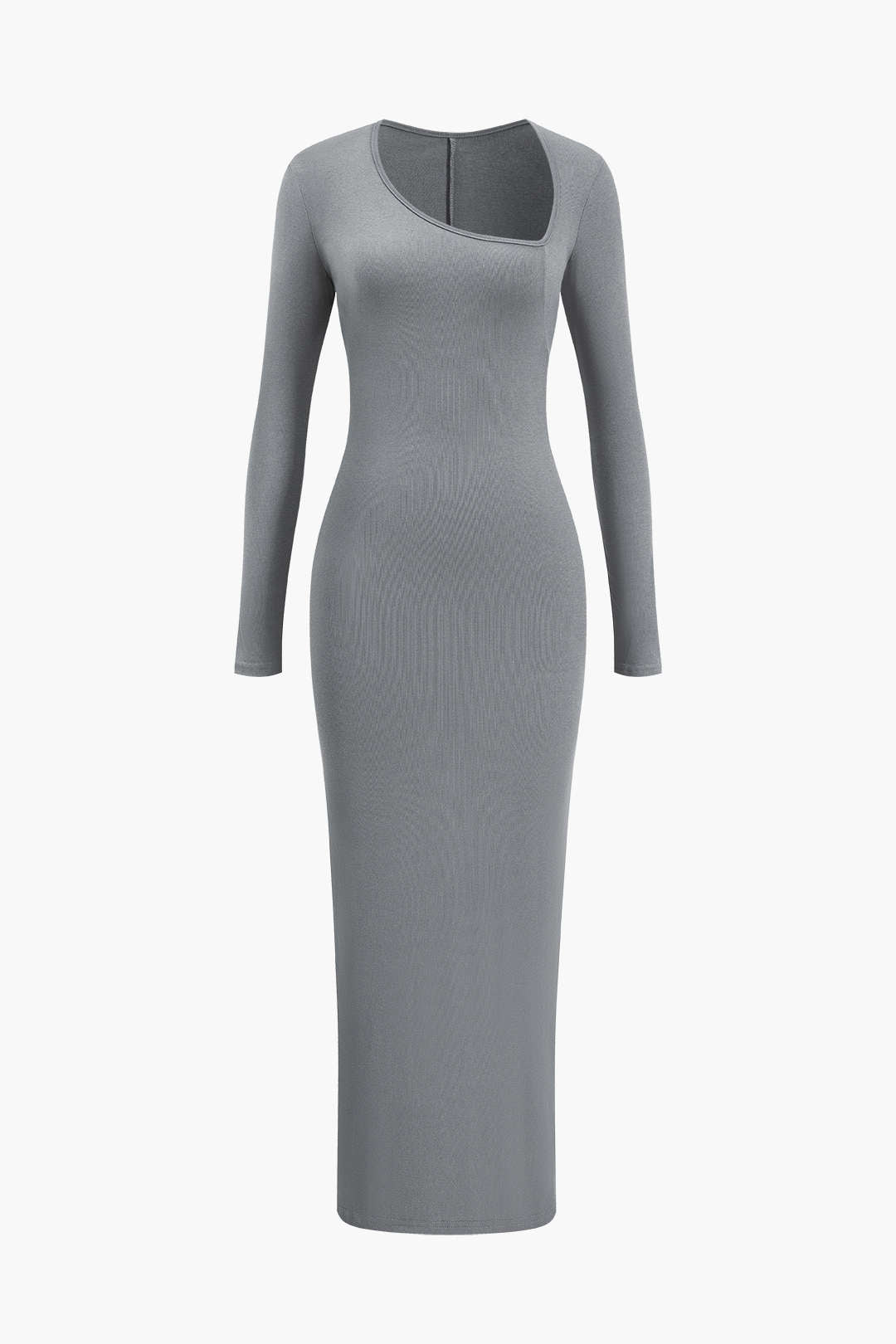 "Asymmetrical Neck Slit Maxi Dress"