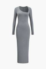 "Asymmetrical Neck Slit Maxi Dress"