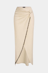 "Beaded Asymmetrical Ruched Skirt"