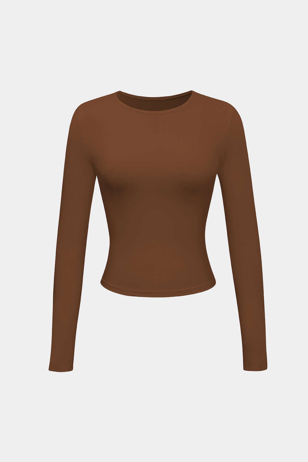 "Basic Solid Round Neck Long Sleeve Top"