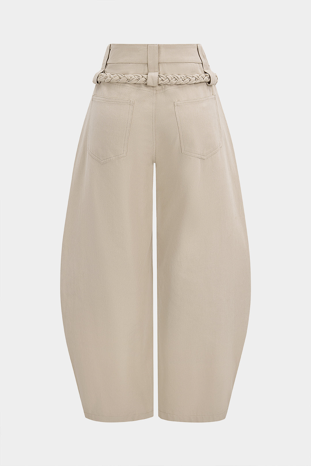 "Braided Belted Pocket Wide Leg Pants"