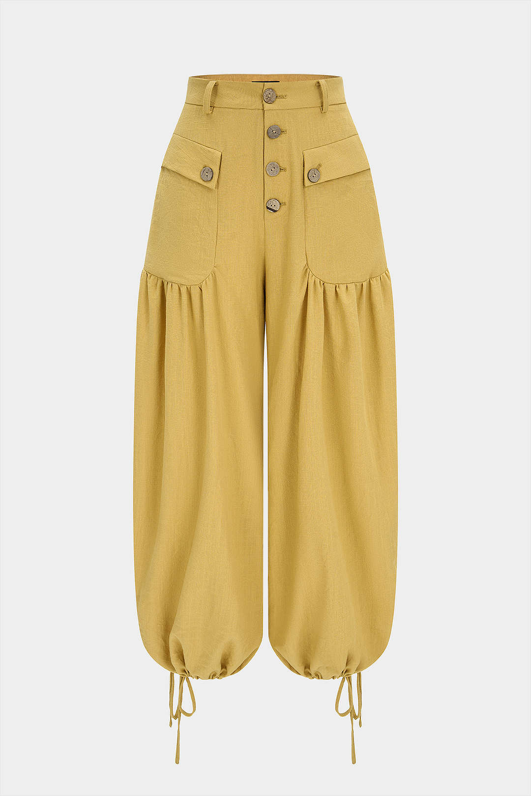 "Button Pocket Tie-Up Pants"