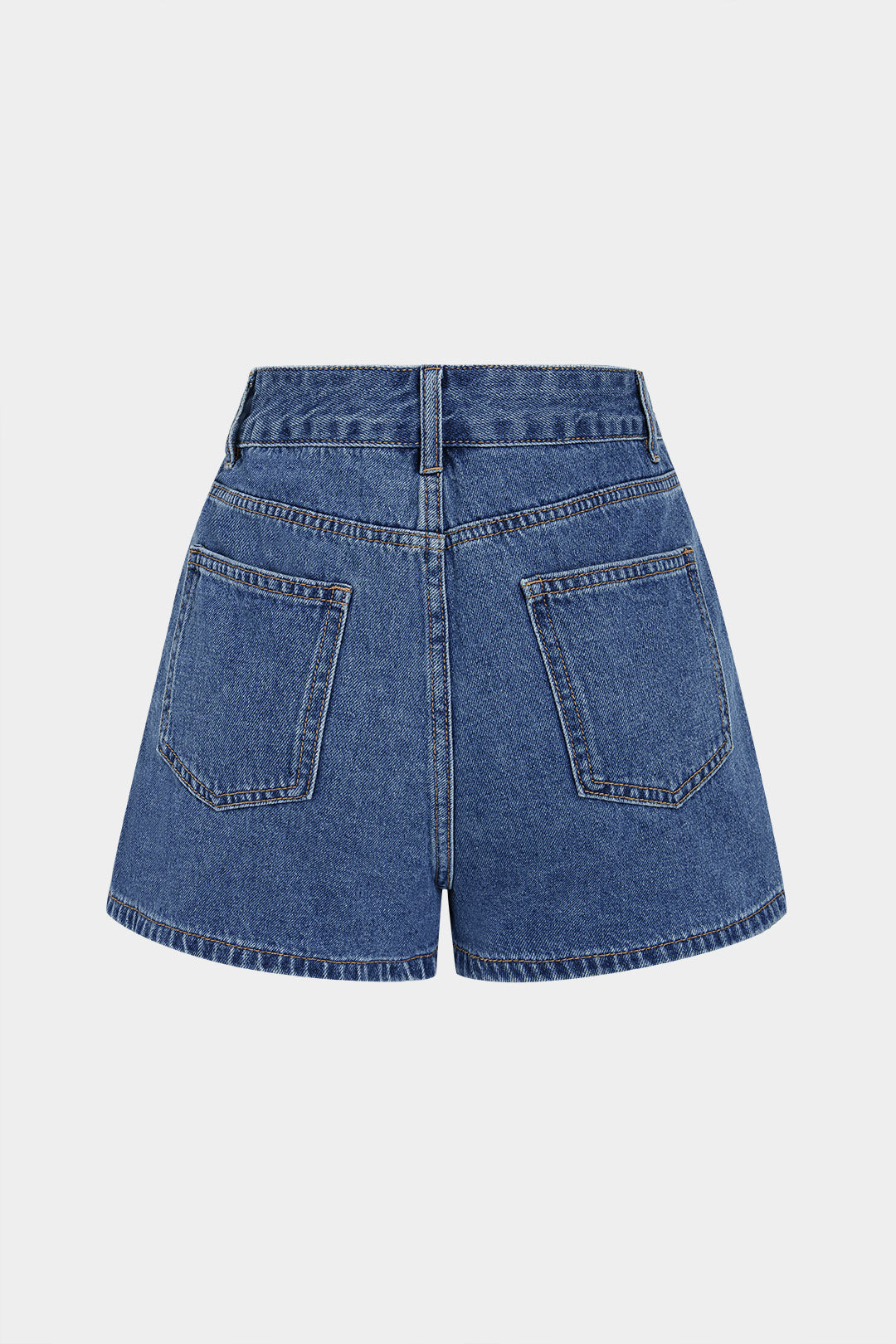 "Denim Asymmetrical Button Shorts"