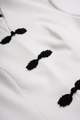 "Contrast Frog Button V-Neck Short Sleeve Mini Dress"