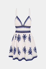 "Contrast Floral Print V-Neck Cut Out Sleeveless Mini Dress"