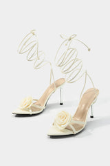 "3D Floral Tie-Up Heels"