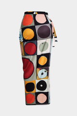 "Color Block Geometric Print Tie Front Cover Up"