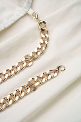 "Contrast Knotted Metallic Chain Cami Top And Ruched Skirt Set"