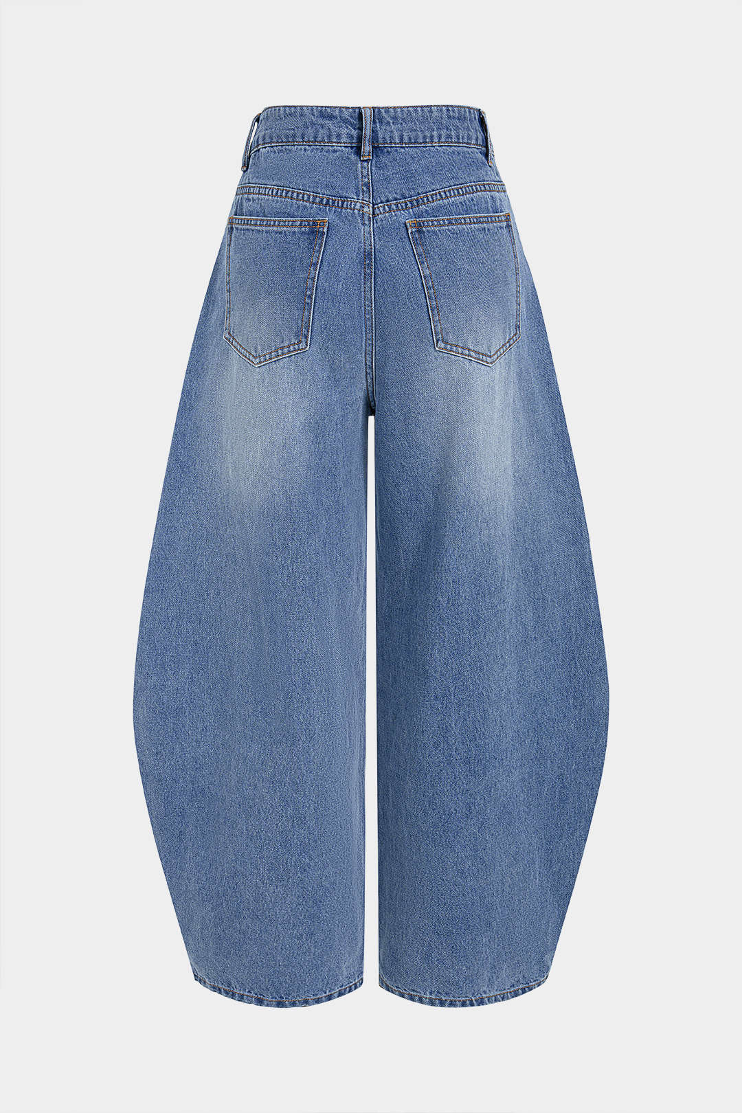 "Denim Braided Pocket Zipper Barrel Jeans"