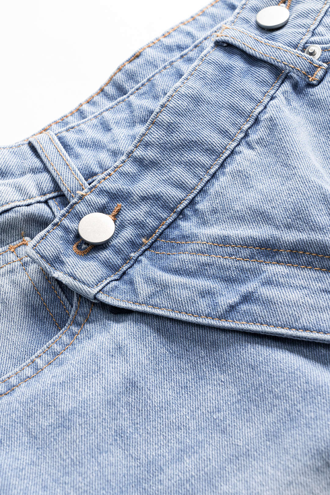 "Denim Asymmetrical Button Pocket Ripped Shorts"