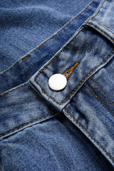 "Denim Contrast Wide Leg Jeans"