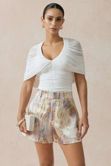 "Abstract Print Wide Leg Shorts"