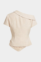 "Asymmetrical One Shoulder Ruched Top"