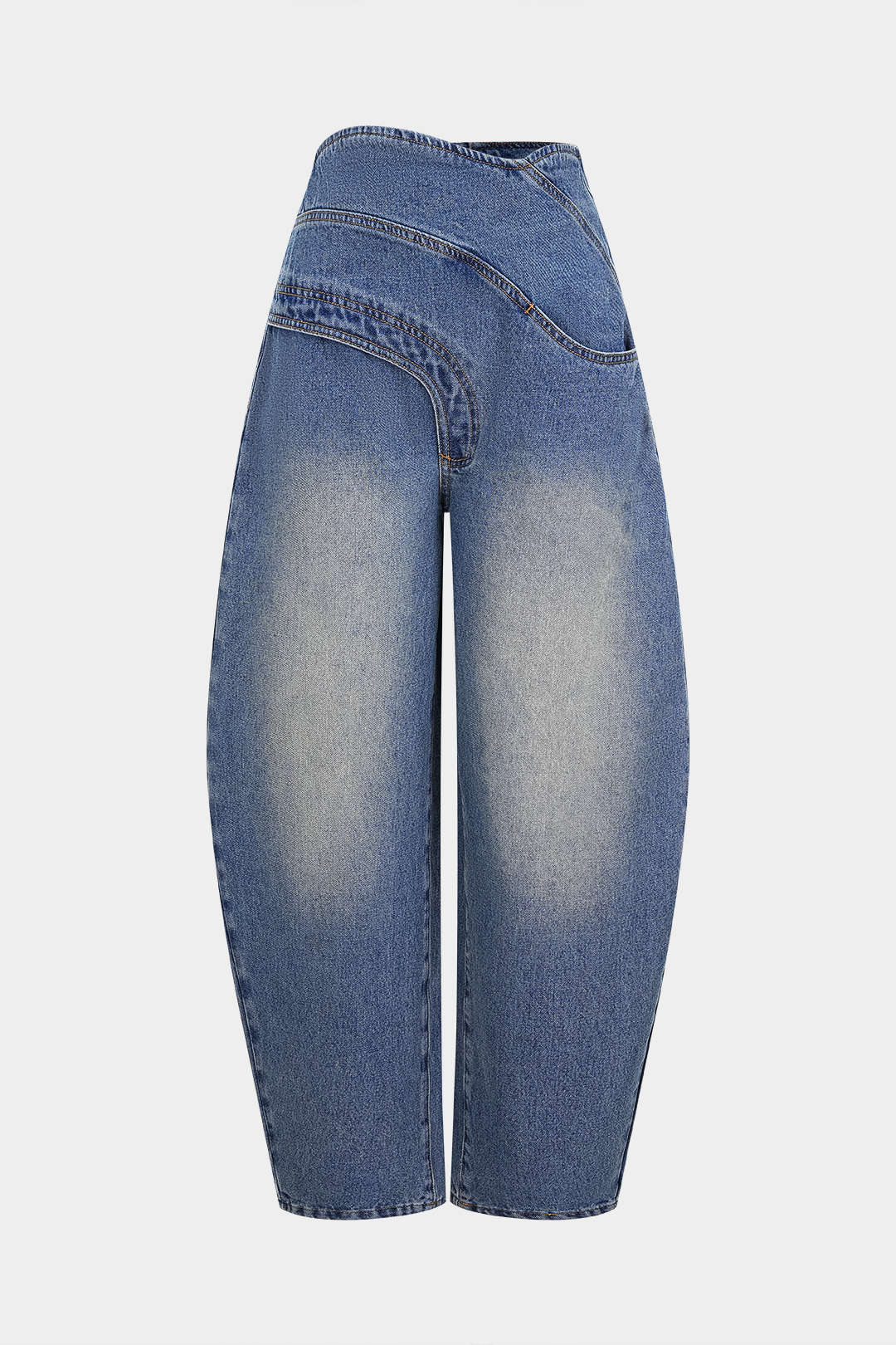 "Denim Asymmetrical Zipper Pocket Jeans"