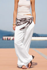 "Contrast Ruched Tie-Up Knotted Pants"
