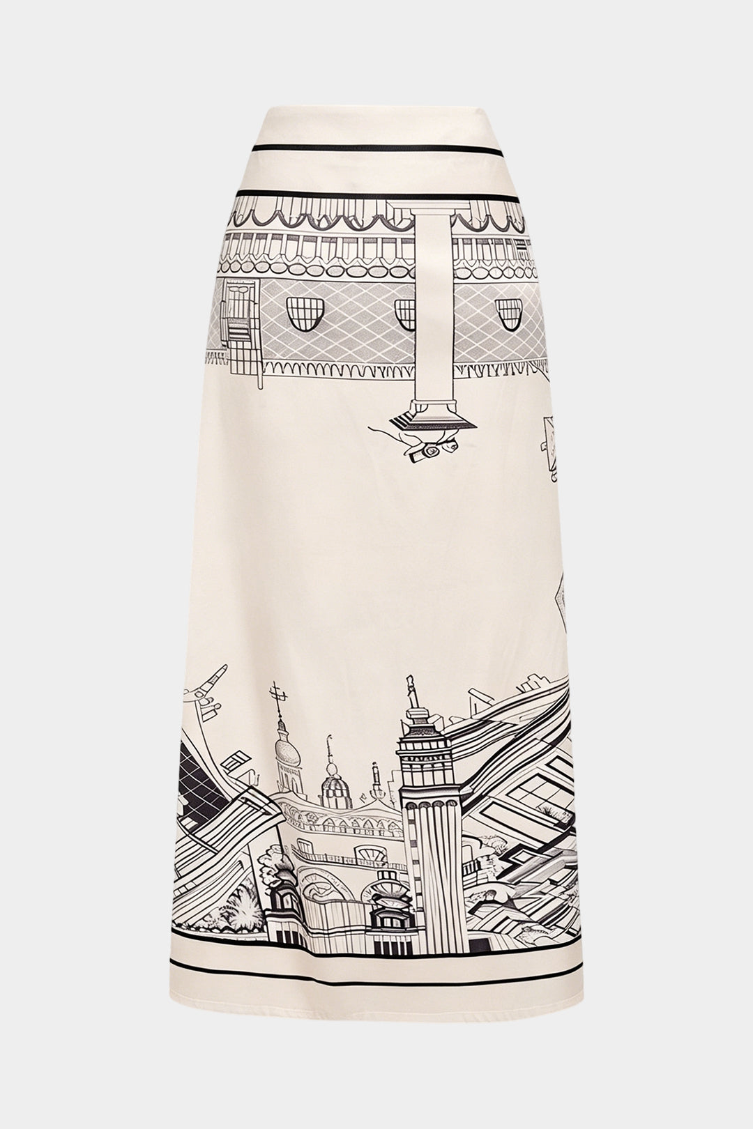 "Artistic Print Stain Drawstring Asymmetrical Ruched Skirt"