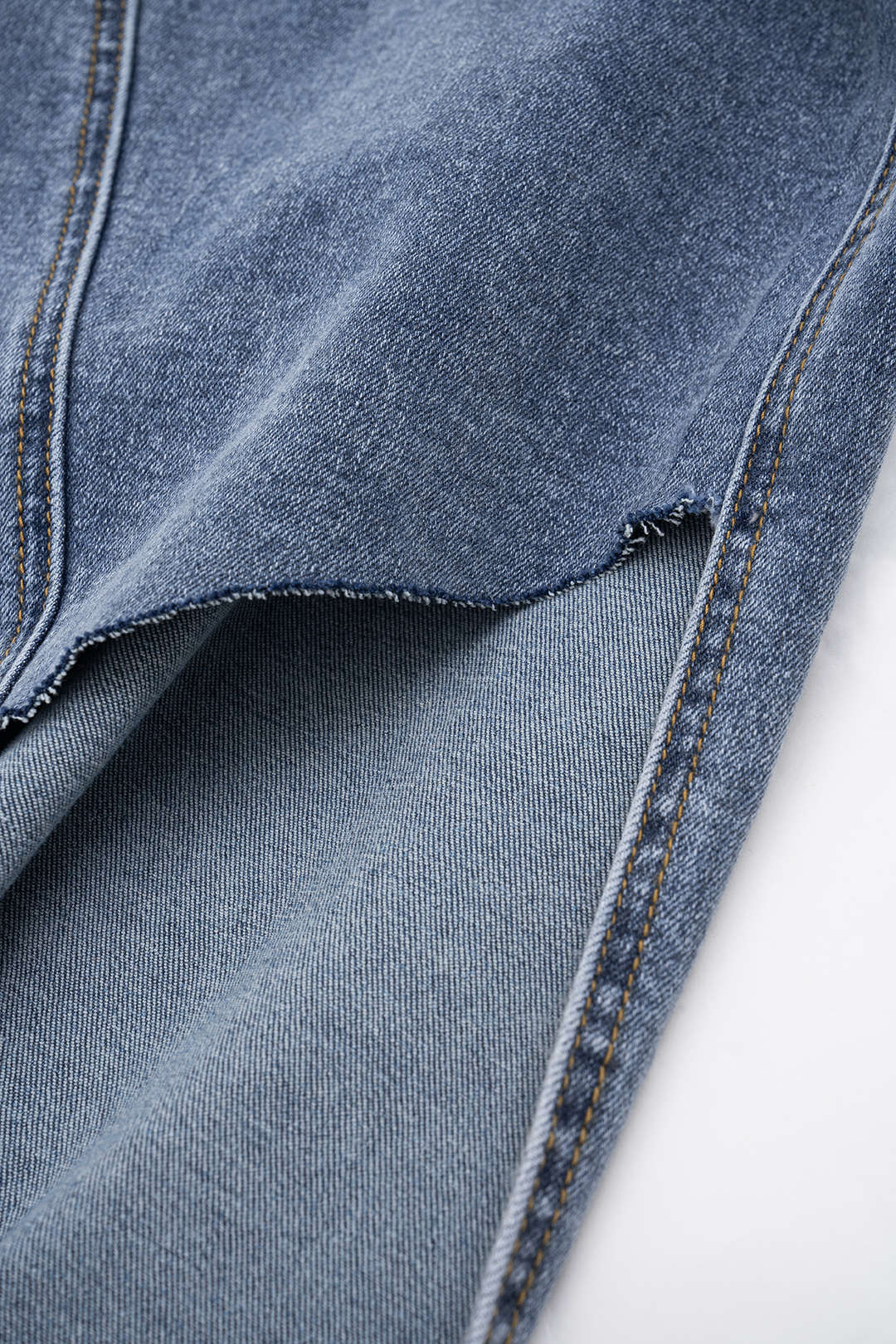 "Denim Asymmetry Button Skirt"