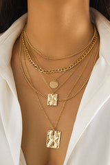 "Alloy Multi-Layer Geometric Necklace"