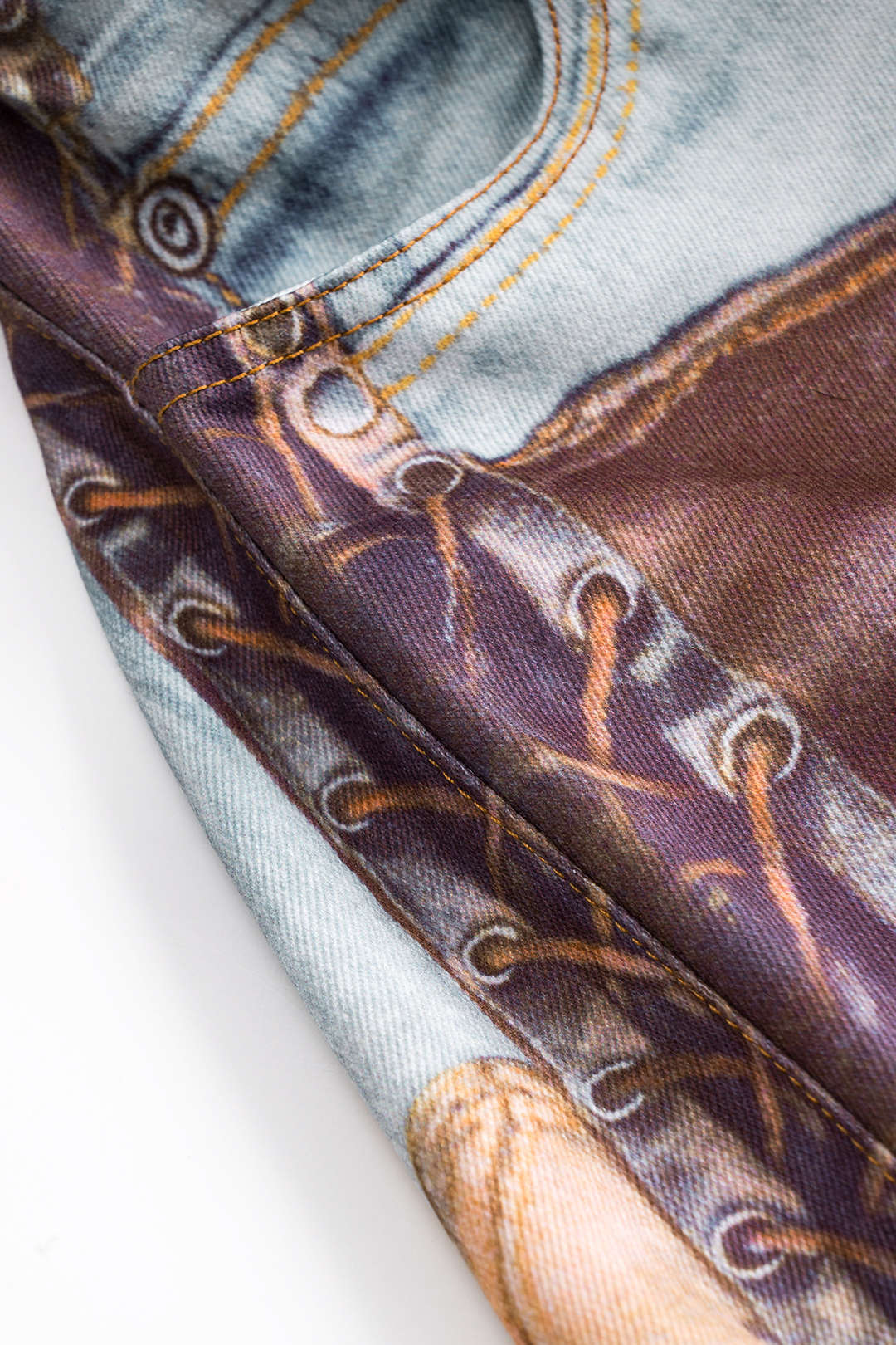 "Abstract Print Ruched Button Pocket Skirt"