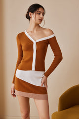 "Color Block Knit Mini Skirt"