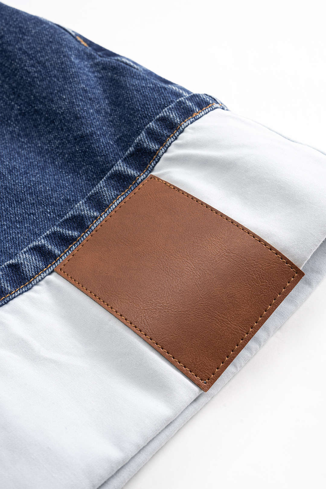 "Denim Asymmetrical Patchwork Zipper Skirt"