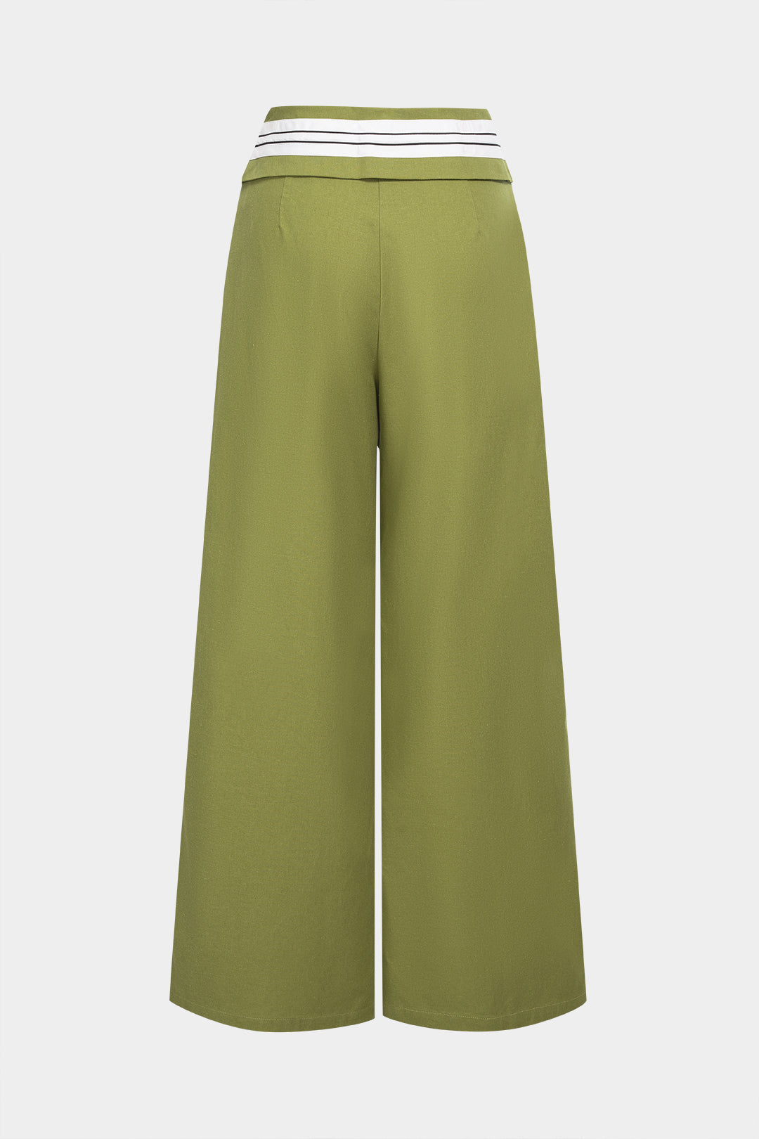 "Contrast Linen Asymmetrical Tie-Up Straight Leg Pants"