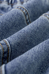 "Denim Asymmetrical Button Tube Top"