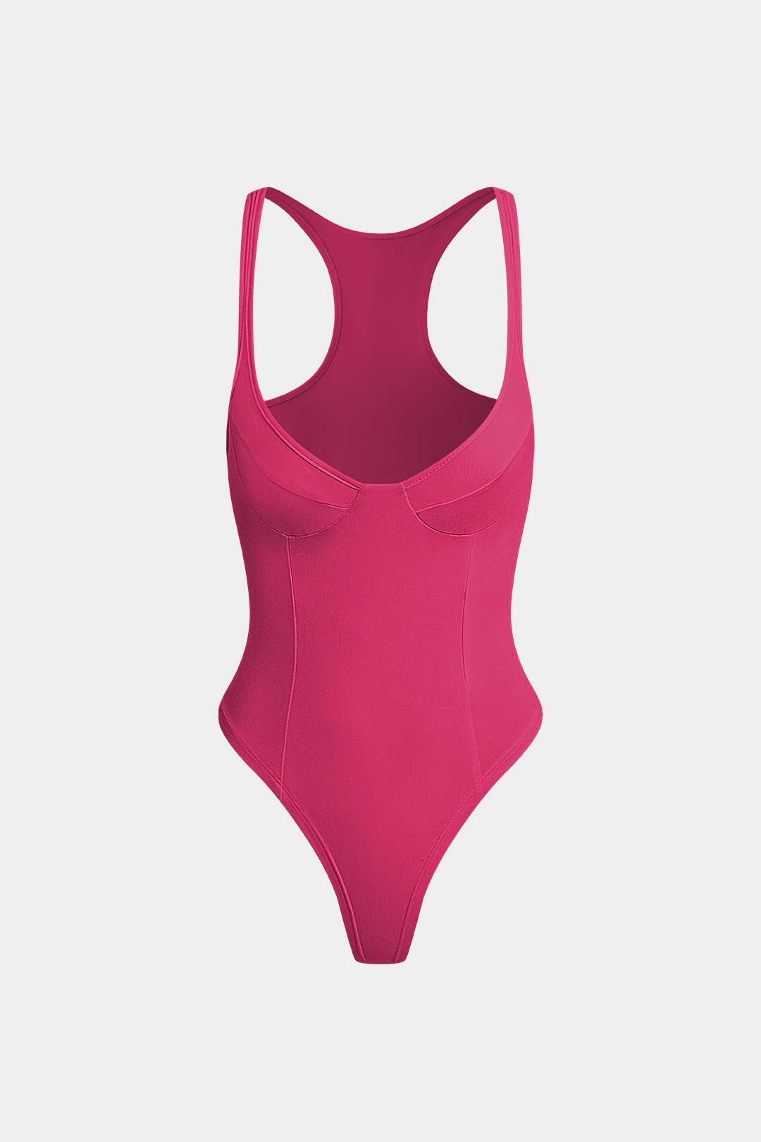 "Basic Solid Deep-V Neck Bustier Sleeveless Bodysuit"