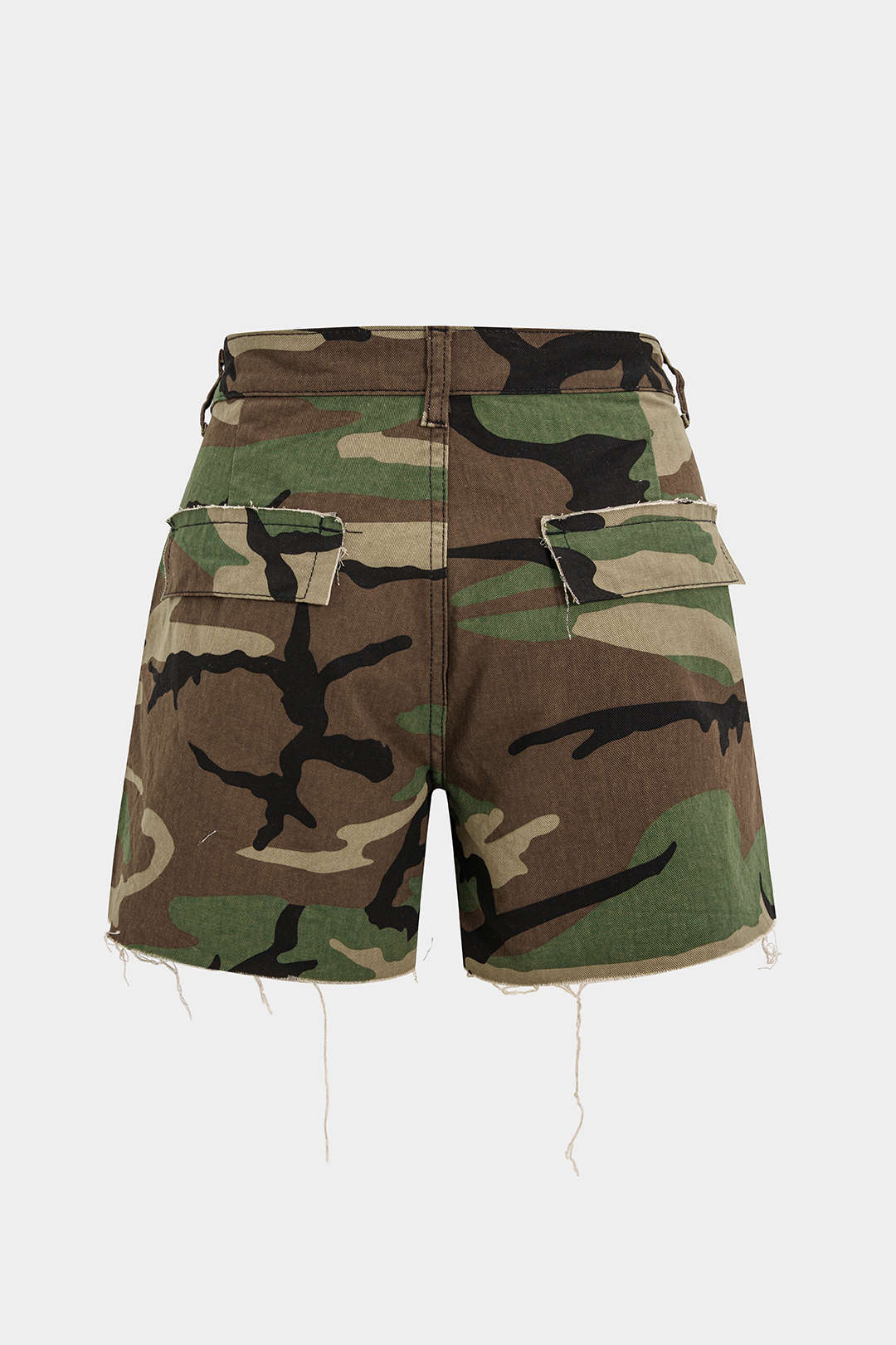 "Camo Destroyed Cargo Shorts"
