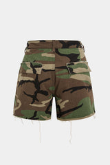 "Camo Destroyed Cargo Shorts"