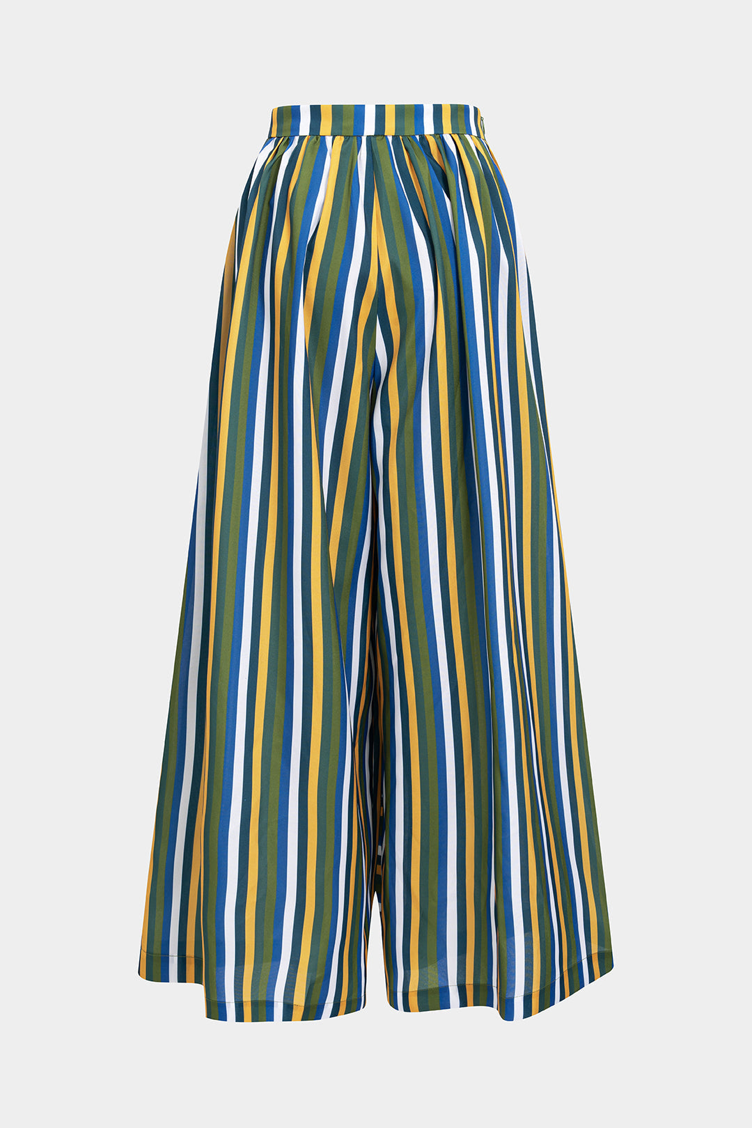 "Contrast Stripe Print Ruched Tie Front Trousers"