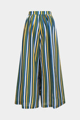 "Contrast Stripe Print Ruched Tie Front Trousers"